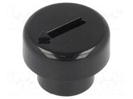 Knob; miniature; plastic; Øshaft: 6mm; Ø12x4.5mm; black; push-in SR PASSIVES