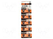 Battery: alkaline; LR43,coin,R1142; 1.5V; 70mAh; non-rechargeable MAXELL
