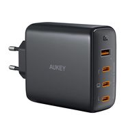 Wall charger Aukey PA-B7S, 1xUSB-A, 3xUSB-C, 100W GaN (black), Aukey