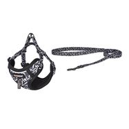 Dogness walking set leash 1,5m+harness for dog (black and white), Dogness
