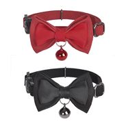 Collar set Dogness for cats 2 pcs (Genuine Leather Red/Fiber Black), Dogness