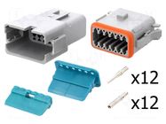 Connector: wire-wire; plug; male + female; AT; PIN: 12; IP67,IP69K AMPHENOL