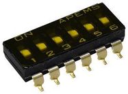 DIP SW, 6CKT, SPST-NO, 0.025A/24VDC, SMD