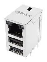 RJ45 CONN, R/A JACK, 8P8C, 3 STACK, THT