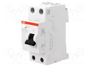 RCD breaker; Inom: 40A; Ires: 30mA; Max surge current: 250A; 230VAC ABB