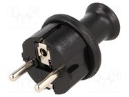 Connector: AC supply; male; plug; 2P+PE; 230VAC; 16A; black; PIN: 3 PLASTROL