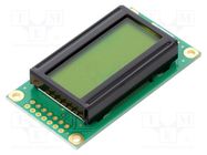 Display: LCD; alphanumeric; STN Positive; 8x2; yellow-green; LED RAYSTAR OPTRONICS