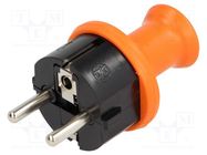 Connector: AC supply; male; plug; 2P+PE; 230VAC; 16A; orange; PIN: 3 PLASTROL