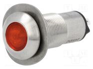 Indicator: LED; flat; red; 24VDC; Ø13mm; IP67; connectors 2,8x0,8mm MARL