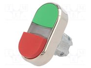 Switch: double; 22mm; Stabl.pos: 1; green/red; IP67; flat + convex SIEMENS