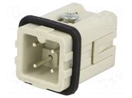 Connector: HDC; contact insert; male; CKS; PIN: 4; 10A; 400V; 3+PE ILME