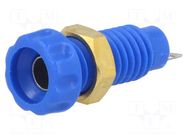 Connector: 4mm banana; socket; 10A; 60VDC; 23mm; blue; soldered CLIFF