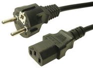 PWR CORD, CEE 7/7 PLUG-IEC C13, 2.5M/BLK