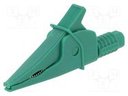 Crocodile clip; 20A; green; max.39mm; 1kV; Connection: 4mm socket CLIFF