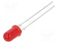 LED; 5mm; red; 4÷15mcd; 30°; Front: convex; 2÷3VDC; No.of term: 2 VISHAY