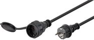 Mains Cable Outdoor, 25 m, black, (3*1.5 mm²), 25 m - safety plug hybrid (type E/F, CEE 7/7) > safety socket (Type F, CEE 7/3)