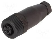 Connector: M12; plug; PIN: 4; female; 250V; straight; IP67; for cable IFM ELECTRONIC