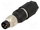 Connector: M8; male; PIN: 3; straight; for cable; plug; 4A; IP65,IP67 LAPP