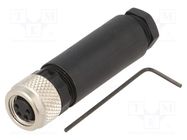 Connector: M8; female; PIN: 4; straight; for cable; plug; 4A; IP67 LAPP