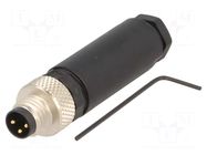 Connector: M8; male; PIN: 3; 40V; IP67; straight; for cable; plug LAPP