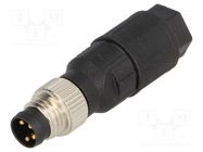 Connector: M8; male; PIN: 4; straight; for cable; plug; 4A; IP65,IP67 LAPP