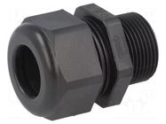 Cable gland; with long thread; M25; 1.5; IP68; polyamide; black HUMMEL