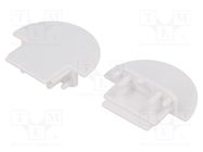 Cap for LED profiles; white; 2pcs; ABS; GROOVE10 TOPMET