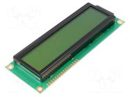 Display: LCD; alphanumeric; STN Positive; 16x2; yellow-green; LED RAYSTAR OPTRONICS