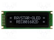 Display: OLED; alphanumeric; 16x2; Dim: 85x30x10mm; white; PIN: 14 RAYSTAR OPTRONICS