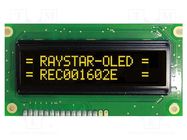 Display: OLED; alphanumeric; 16x2; Dim: 84x44x10mm; yellow; PIN: 16 RAYSTAR OPTRONICS