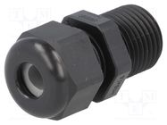Cable gland; with long thread; M16; 1.5; IP68; polyamide; black HUMMEL