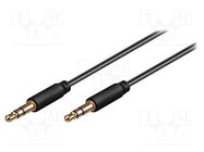Cable; Jack 3.5mm 3pin plug,both sides; 1m; Plating: gold-plated Goobay