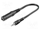 Cable; Jack 3.5mm 3pin plug,Jack 6,3mm socket; 0.2m; black Goobay
