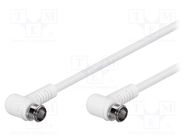 Cable; 75Ω; 1.5m; F plug angular "quick",both sides; white Goobay