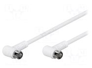 Cable; 3.5m; F plug angular "quick",both sides; white; 75Ω Goobay