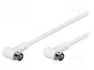 Cable; 1.5m; F plug angular "quick",both sides; white; 75Ω GOOBAY