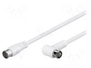 Cable; 5m; F plug "quick",F plug angular "quick"; white; 75Ω GOOBAY