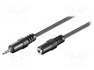 Cable; Jack 2.5mm 3pin socket,Jack 2.5mm 3pin plug; 2m; black Goobay