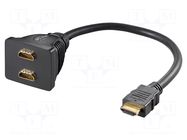 Splitter; HDMI socket x2,HDMI plug; 0.1m; black GOOBAY