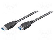 Cable; USB 3.0; USB A socket,USB A plug; 3m; black; Core: Cu; PVC GOOBAY