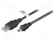 Cable; USB 2.0; USB A plug,USB B mini plug; 1.8m; black; Core: Cu Goobay