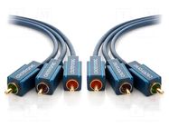 Cable; RCA plug x3,both sides; 15m; Plating: gold-plated; blue CLICKTRONIC