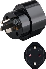 Mains Adapter US/Japan, Black - US/Japanese male (Type B, NEMA 5-15, 3-pin) > safety socket (Type F, CEE 7/3)