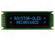Display: OLED; alphanumeric; 16x2; Dim: 85x30x10mm; blue; PIN: 14 RAYSTAR OPTRONICS