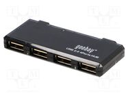 Hub USB; USB A socket x4,USB B mini plug; USB 2.0; PnP,flat Goobay