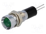 Indicator: LED; recessed; green; 24VDC; Ø8mm; for PCB; brass MENTOR