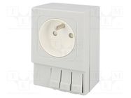 E-type socket; 250VAC; 16A; IP20; for DIN rail mounting 