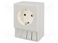 F-type socket; 250VAC; 16A; IP20; for DIN rail mounting 