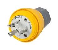 PLUG, NEMA L5-30P, 30A/125V, YELLOW, TPE