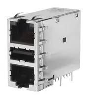 RJ45 CONN, R/A JACK, 3STACK, 8P8C, TH